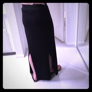 Free People Black Maxi Skirt with Slits