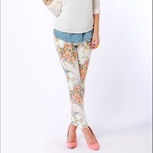 Billabong Seeker White Floral Print Skinny Jeans
