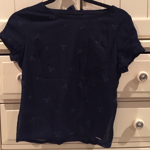 Navy flower pattern shirt