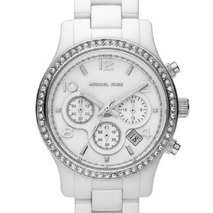 Michael Kors white ceramic glitz watch