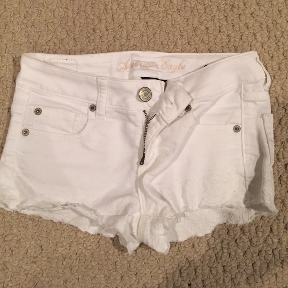 White Jean short shorts with floral bottom