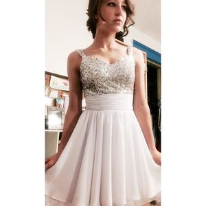Stunning Silver and White Prom / Homecoming Dress