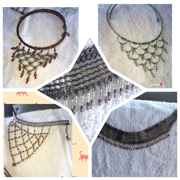 4 PIECE SET! Micro bead Indian chokers Hand Beaded - Picture 1 of 4