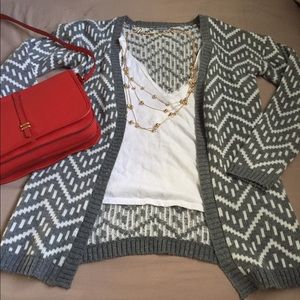 Printed Gray & White Cardigan fits Small and Med