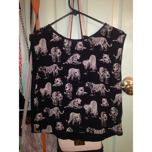 Black and white tiger tank top/muscle tee