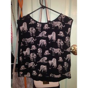Black and white tiger tank top/muscle tee