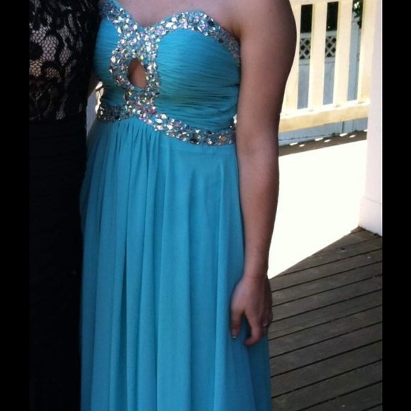 Turquoise Prom Dress - Picture 2 of 4