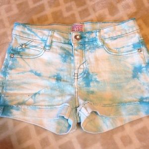 Blue and white tie dye summer shorts
