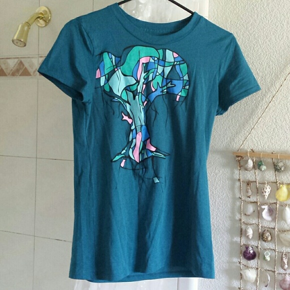 Old Navy Teal Tree T Shirt - Picture 3 of 4