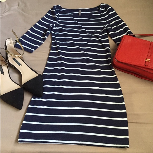 White and Blue striped mini dress