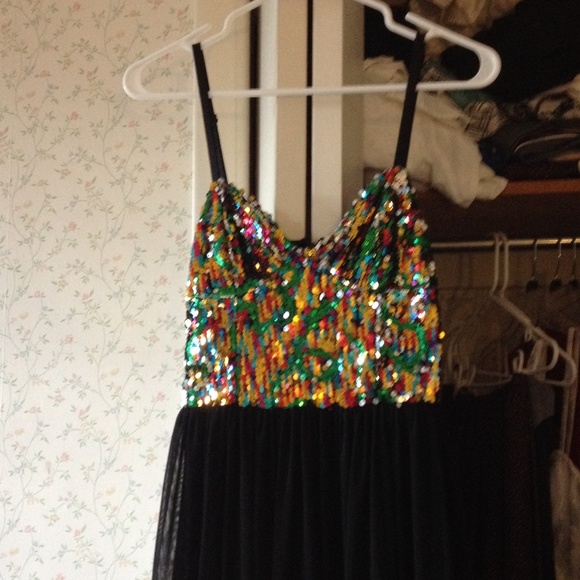 Urban Outfitters Midi Ballerina Sheer Sequin Dress