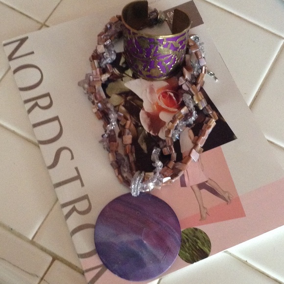 Statement necklace n brass cuff never worn