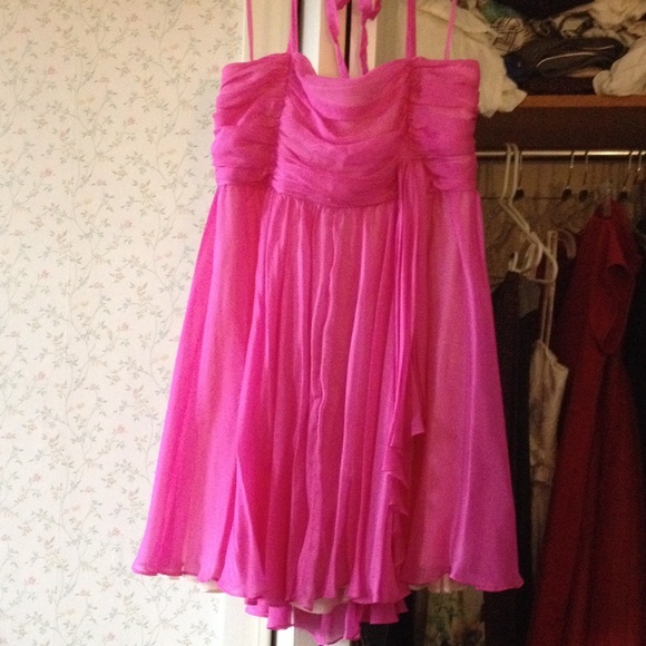 Flowy Pink Party Homecoming Dress