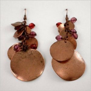 Copper and red color coins earrings new