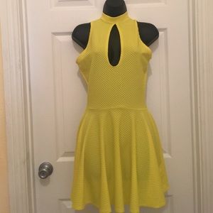 Neon yellow skater dress