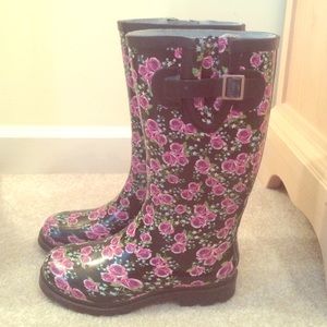Floral rain boots