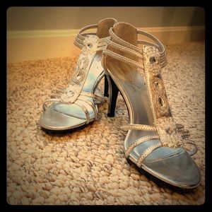 Silver heels.