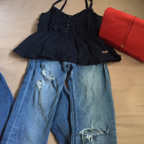 Navy Blue blouse fits med and small