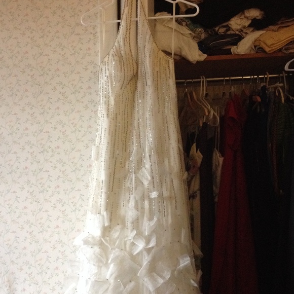White with metallic beading Prom dress mermaid cut