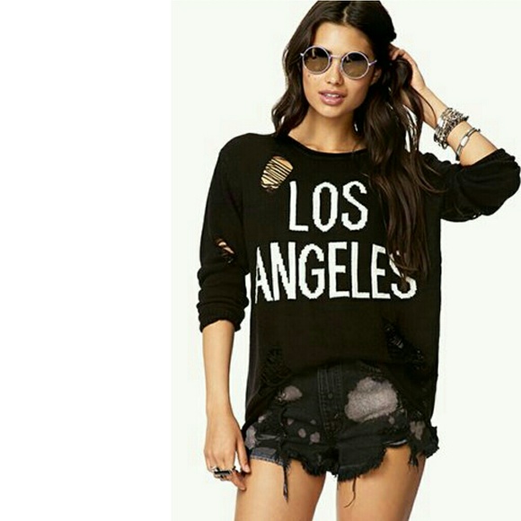 NWT Forever 21 Destroyed Los Angeles Sweater