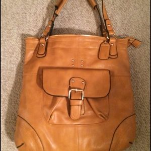 Faux leather light brown tote bag, mint condition