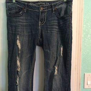 Distressed bootcut jeans