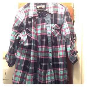 Multi colored snap front shirt