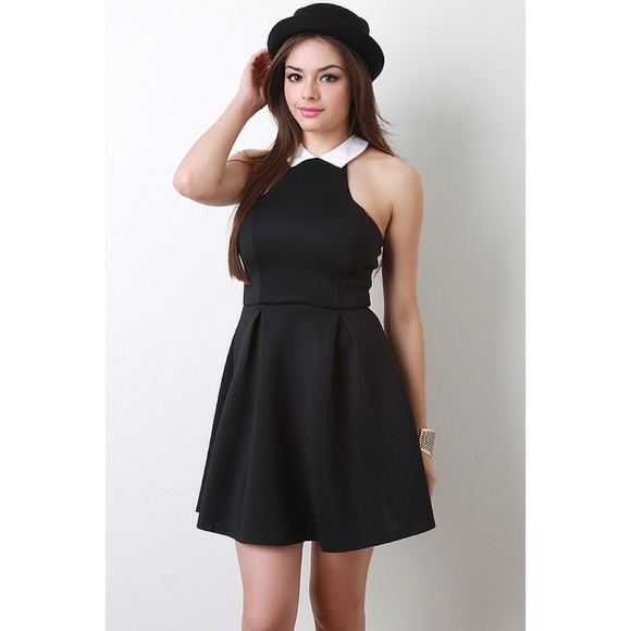 1DAYSALE "Black Tie Event" Flare Collared Dress - Picture 2 of 4