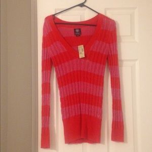 Pink & Orange Striped Sweater American Eagle