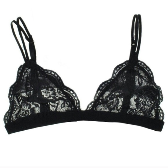 Lace triangle black bralette