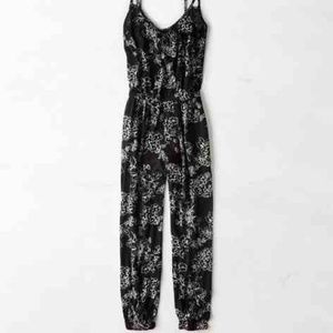American Eagle Black Floral Jumpsuit Romper