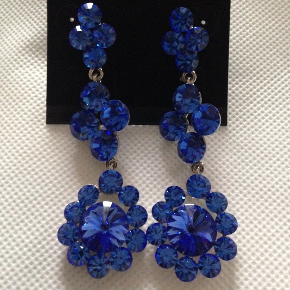 Royal blue rhinestone earrings