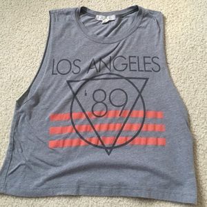 Forever21 Grey Cropped LA Muscle Tank