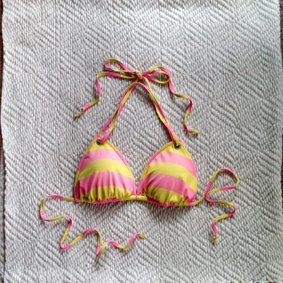 VS PINK Striped Bikini Top