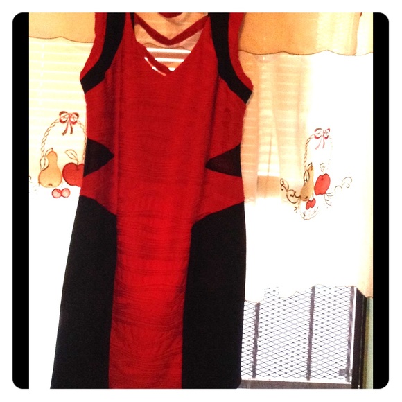 Ashley Stewart Red and Black Party Dress