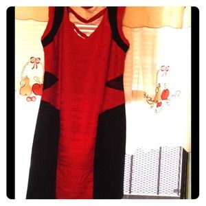 Ashley Stewart Red and Black Party Dress