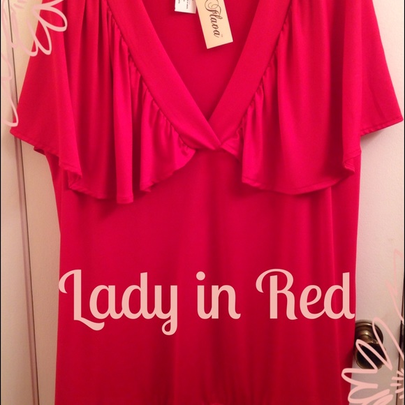 Flutter sleeve red top