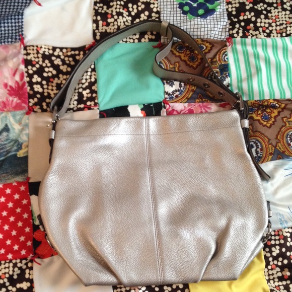 Silver leather Coach purse