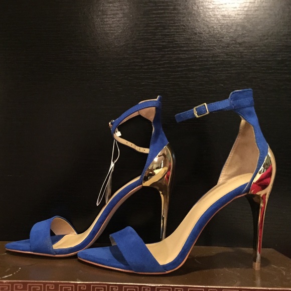 Electric Blue w/ gold heel sandal