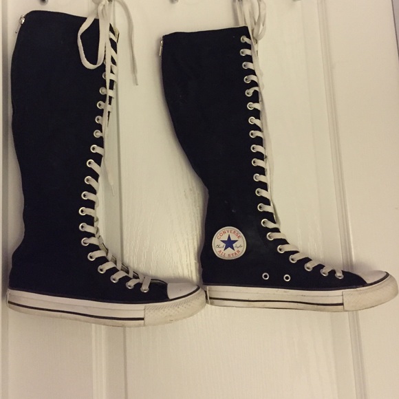 Knee high black converse boots