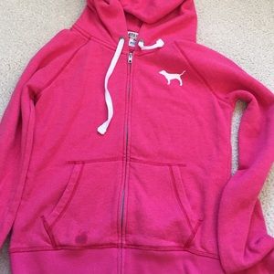 VS PINK Hot Pink Zip Up Hoodie