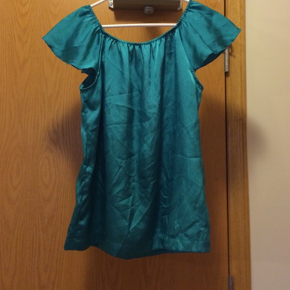 Teal beaded scoop neck top size medium - Picture 2 of 3