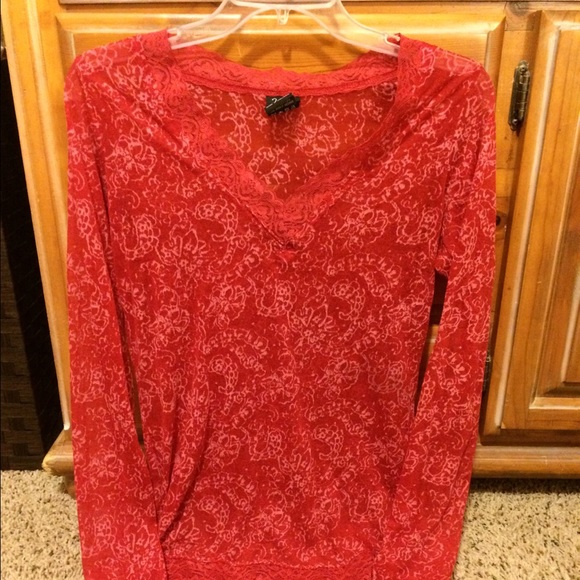 Red sheer top