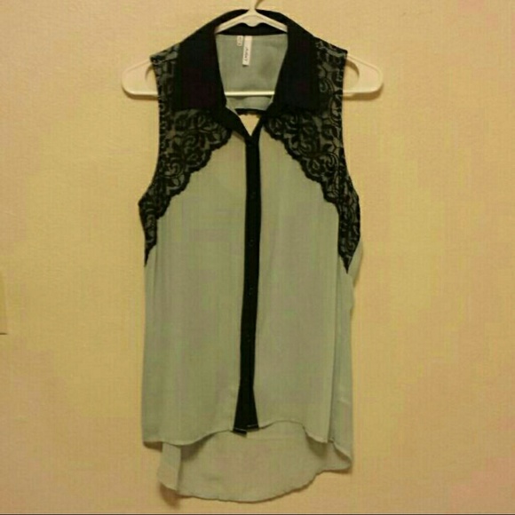 Blue Button up Tank