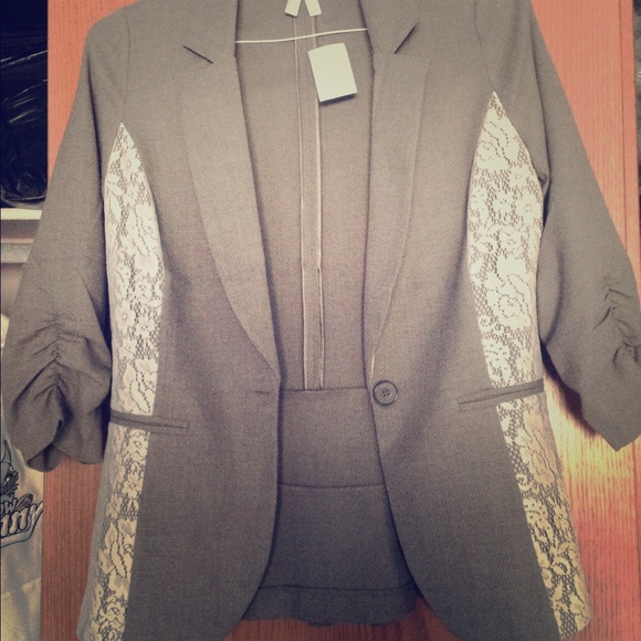 Vanity gray and lace blazer