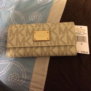 Authentic MK vanilla colored checkbook wallet