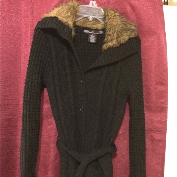 Long black sweater coat