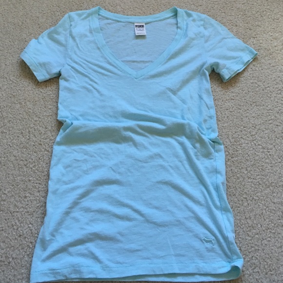 VS PINK Light Blue V Neck
