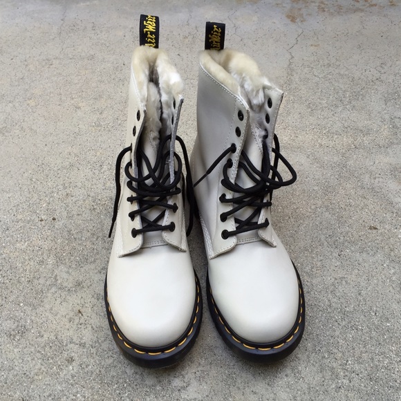 White Fur Inside Doc Martins