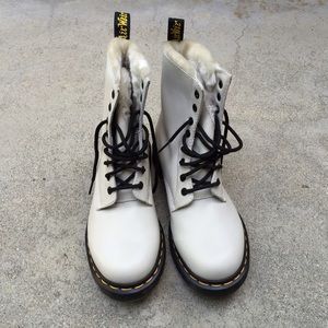 White Fur Inside Doc Martins